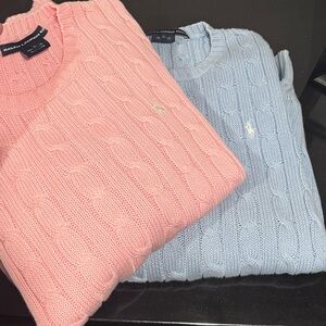 NWOT Ralph Lauren Golf Women’s Soft Pink or Baby Blue Cable Knit Sweaters Large